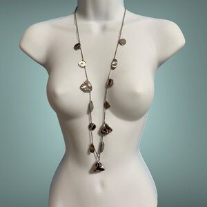 CHICO'S Long Silver Dangles Chain Necklace